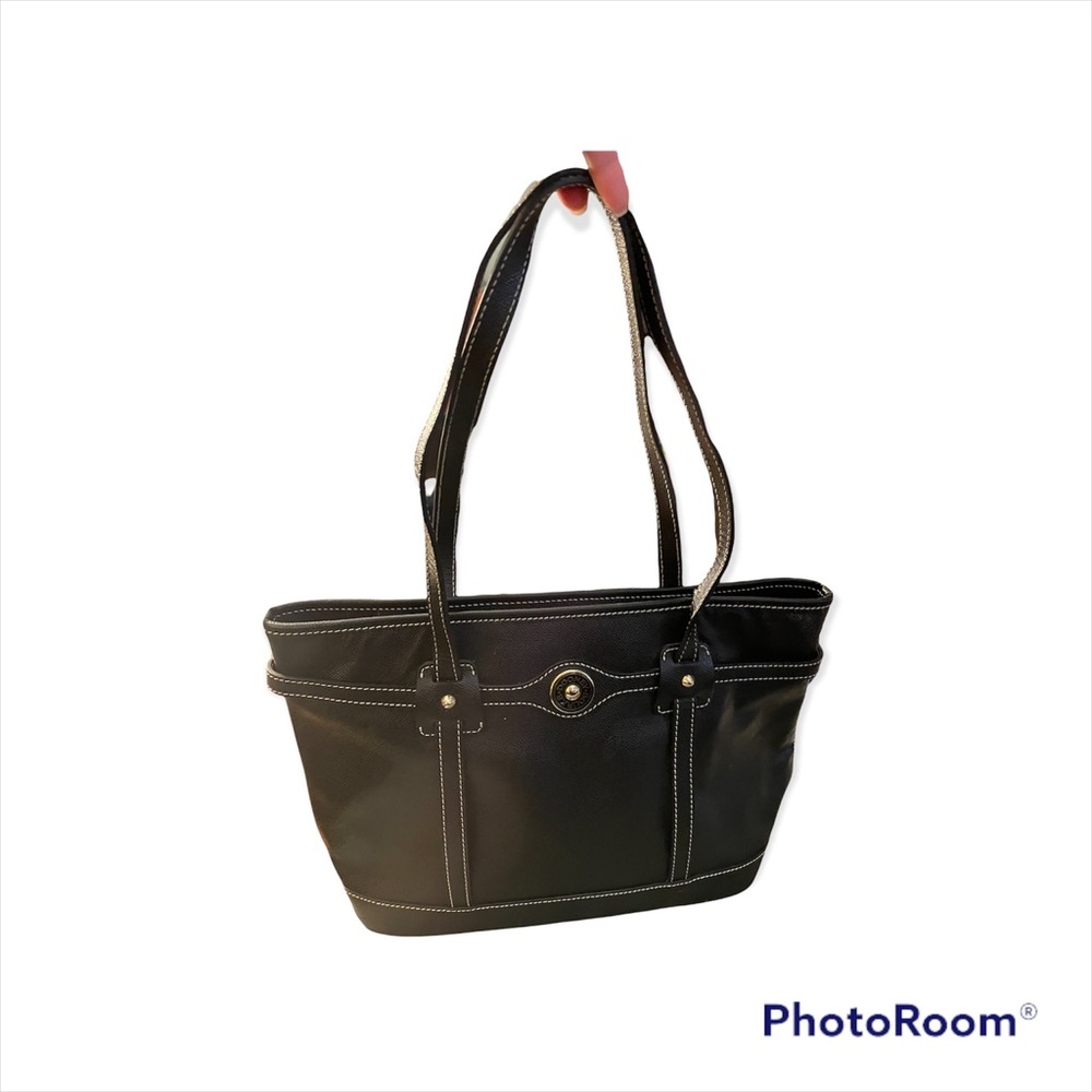 Dooney and Bourke Black Leather Logo Lock Tote Bag
